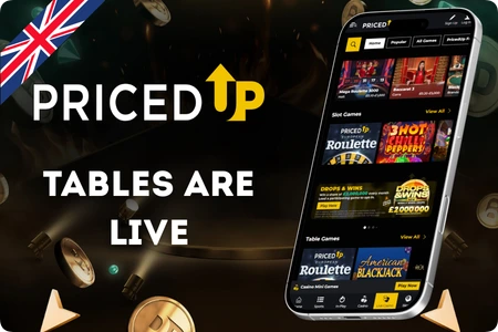 Live dealer casino tables at PricedUp Casino with roulette blackjack and baccarat