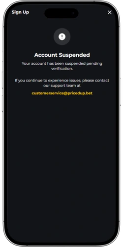 PricedUp verification email with instructions to confirm your identity